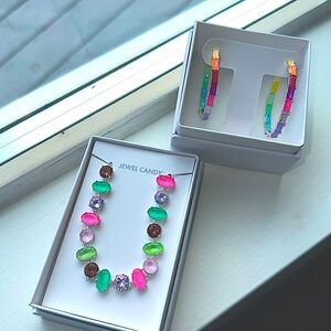 BP Jewel Candy bracelet and hoop earrings